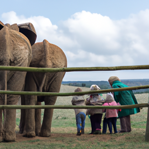 משפחה המשתתפת בביקור במקלט פילים